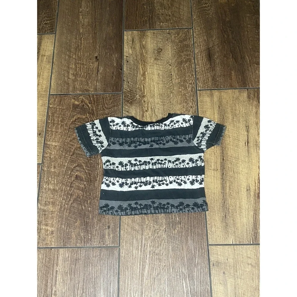 American Hero Boys Grey Palm Tree Stripe TShirt Size 18M